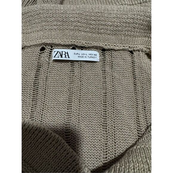 Zara cable knit ribbed polo shirt L - Picture 2 of 5